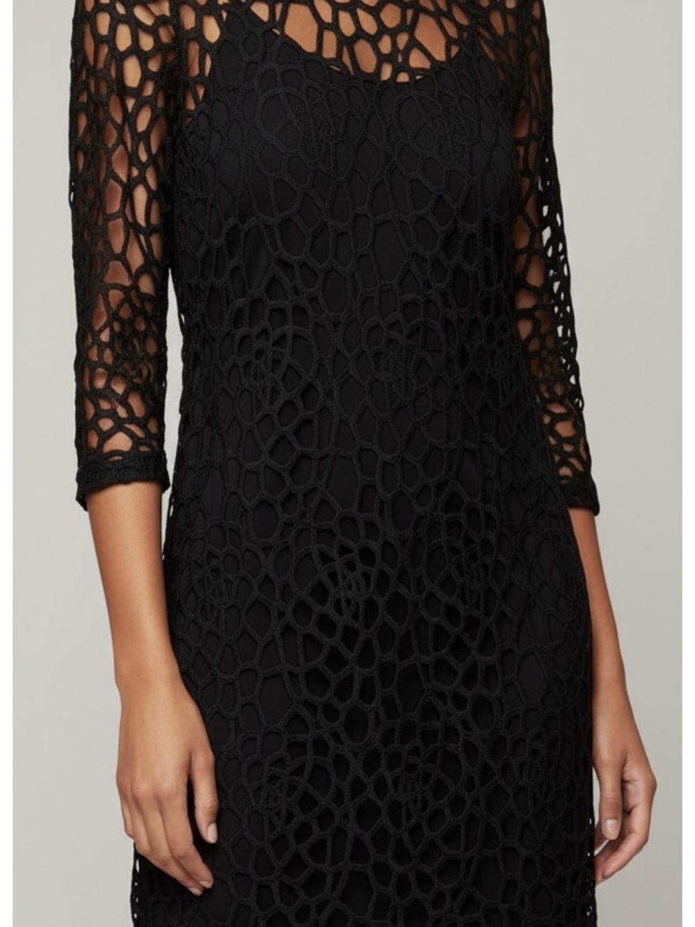 Solitaire Black Crochet Long Sleeve Dress